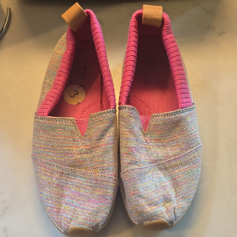 Toms Kids Shoes in Pink and Silver